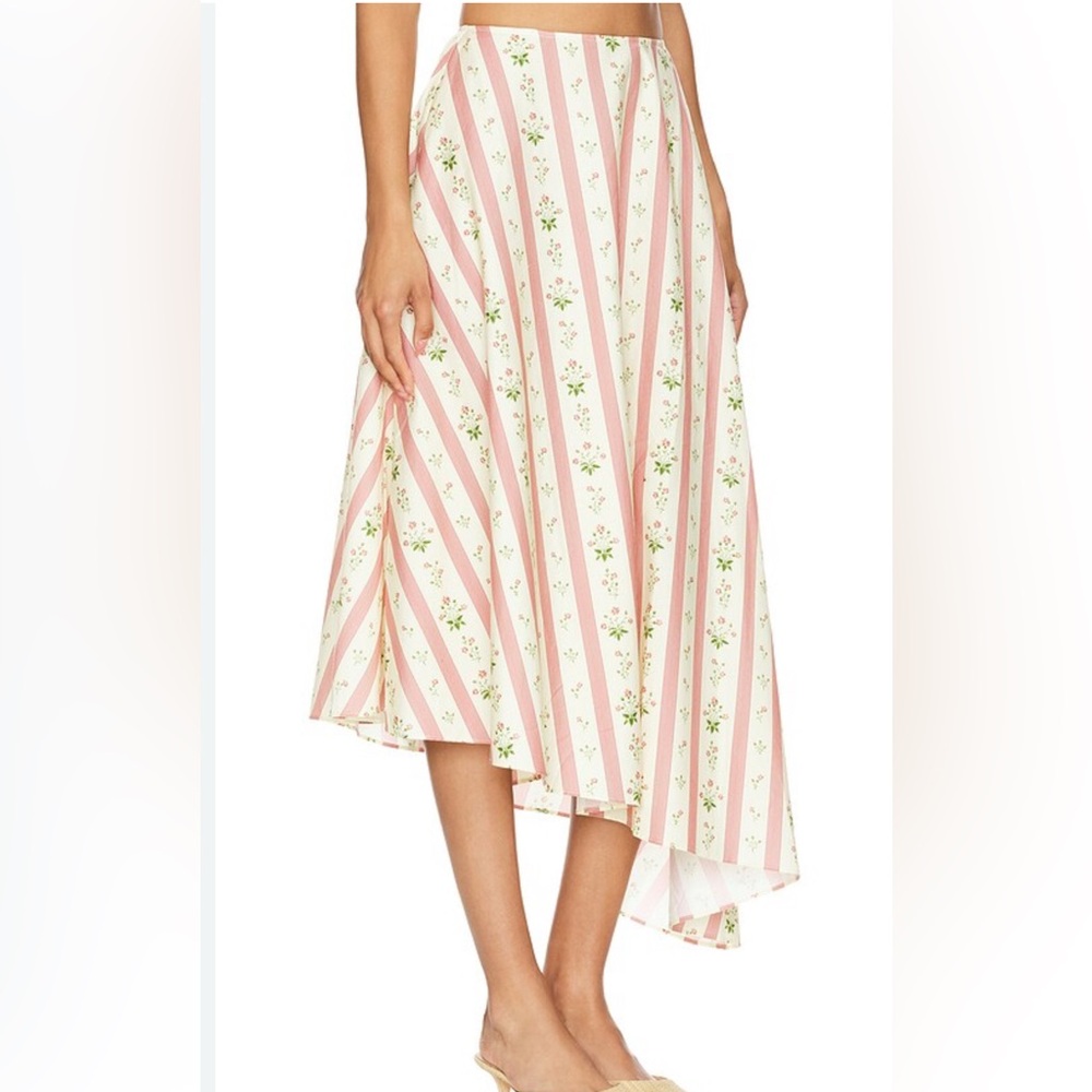 Anthropology WeWoreWhat Asymmetrical Floral Midi Skirt  Size 4 Color Lemon - Picture 6 of 13